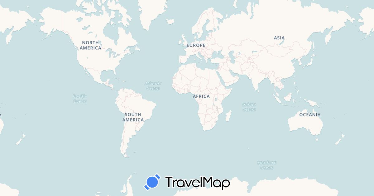 TravelMap itinerary: driving, plane, boat in Argentina, Bahamas, South Korea, United States (Asia, North America, South America)